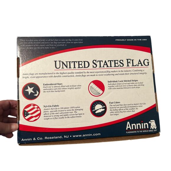 NIB Annin United States of America 3'x5' Nyl-Glo Flag Made in the USA - Picture 4 of 4
